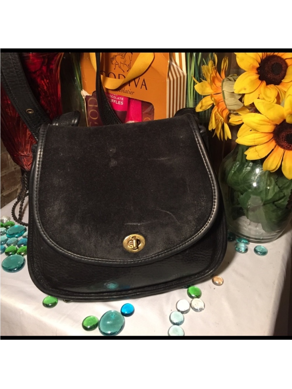 Coach Black Suede and Leather Hippie Crescent Saddle Shoulder Bag - Picture 2 of 7